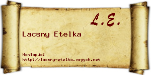 Lacsny Etelka névjegykártya